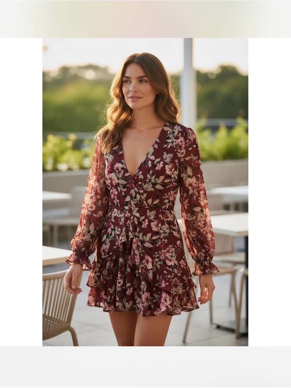 Express Floral Print Ruffle Mini dress size small